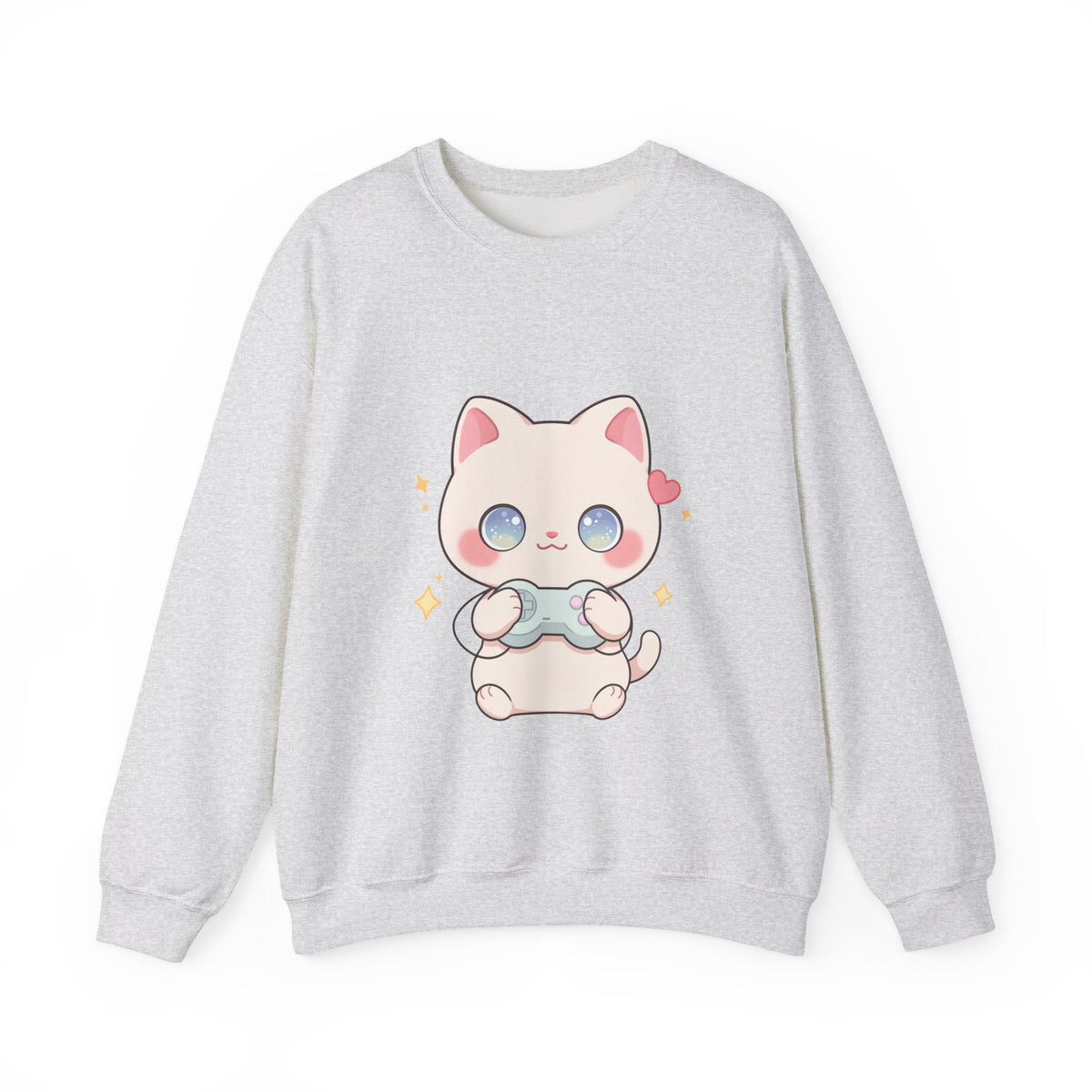 Kawaii Gamer Cat Sweatshirt for Cozy Gaming Nights
