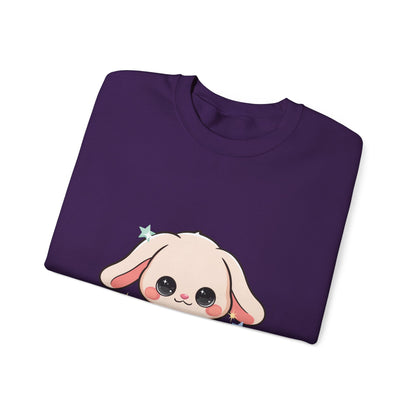 Kawaii Bunny Sweatshirt, Cute Crescent Moon Gift