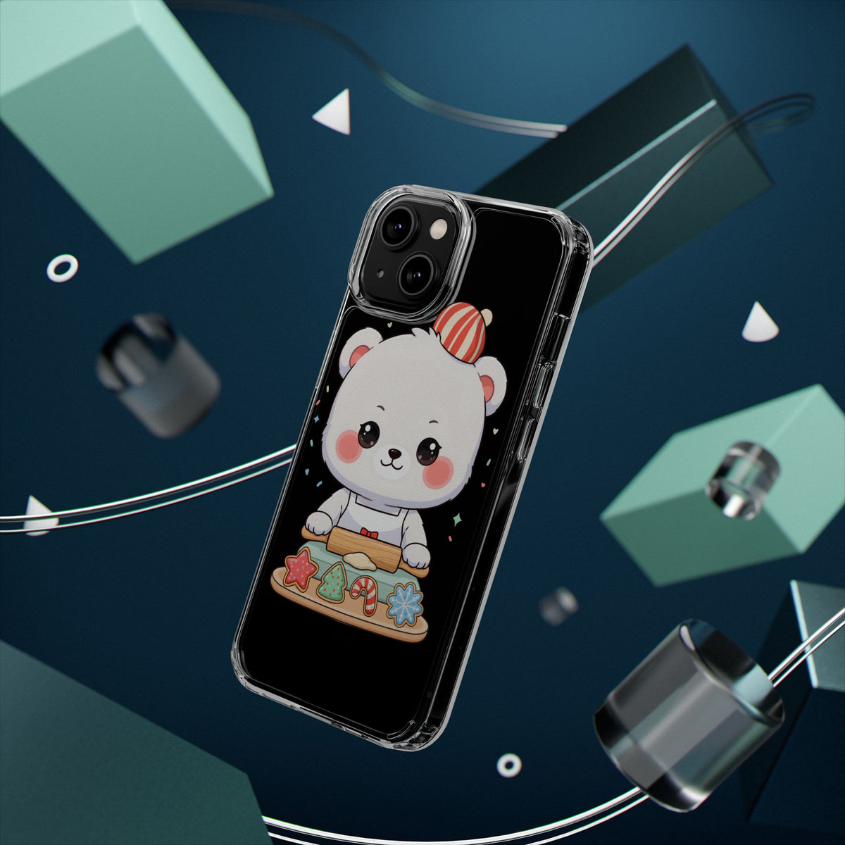 Christmas Bear Cookie Baking Clear Phone Case