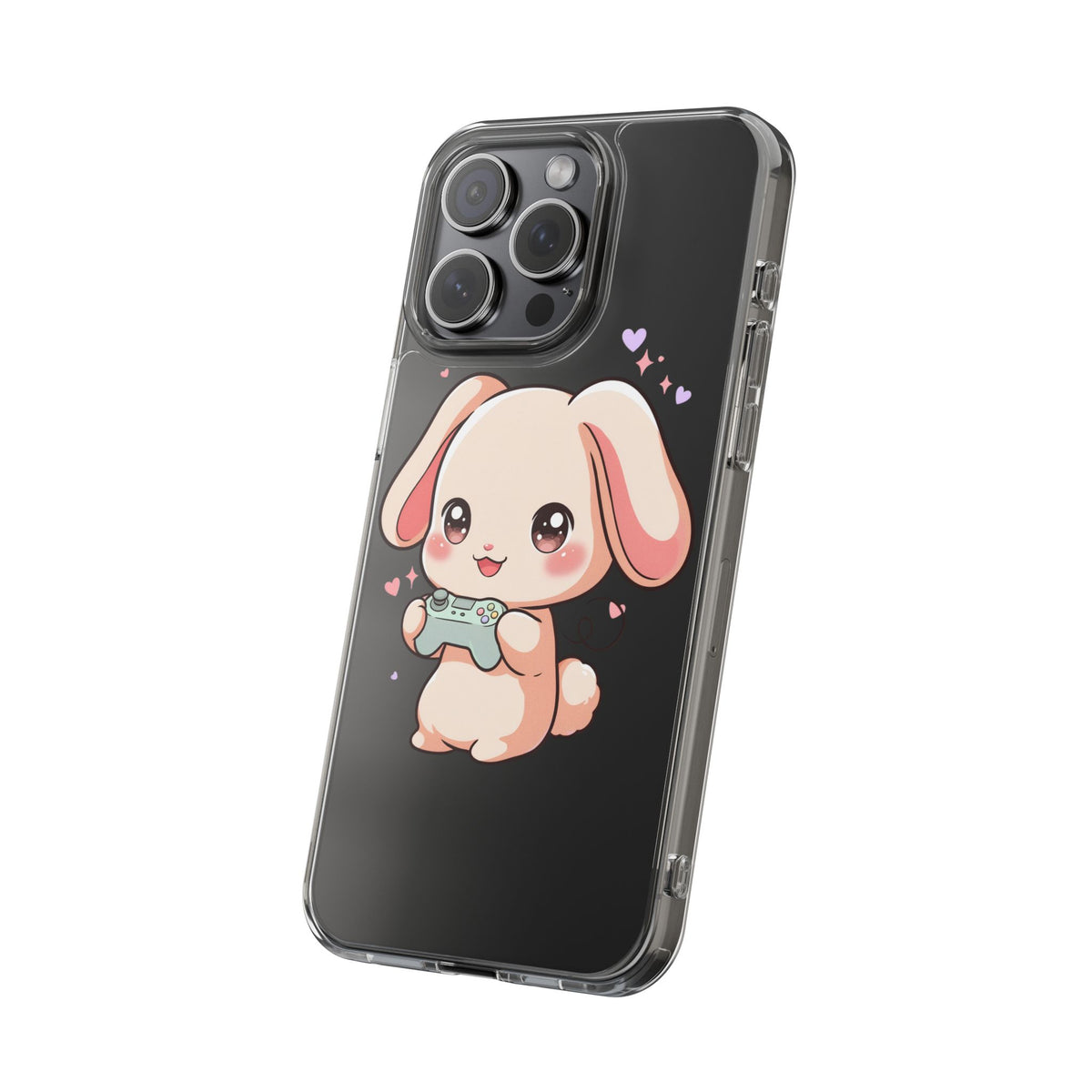 Kawaii Bunny Gamer Clear Impact-Resistant Phone Case