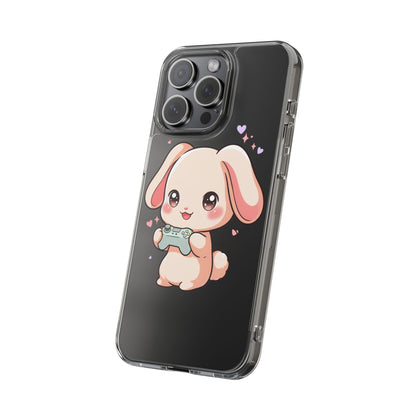 Kawaii Bunny Gamer Clear Impact-Resistant Phone Case