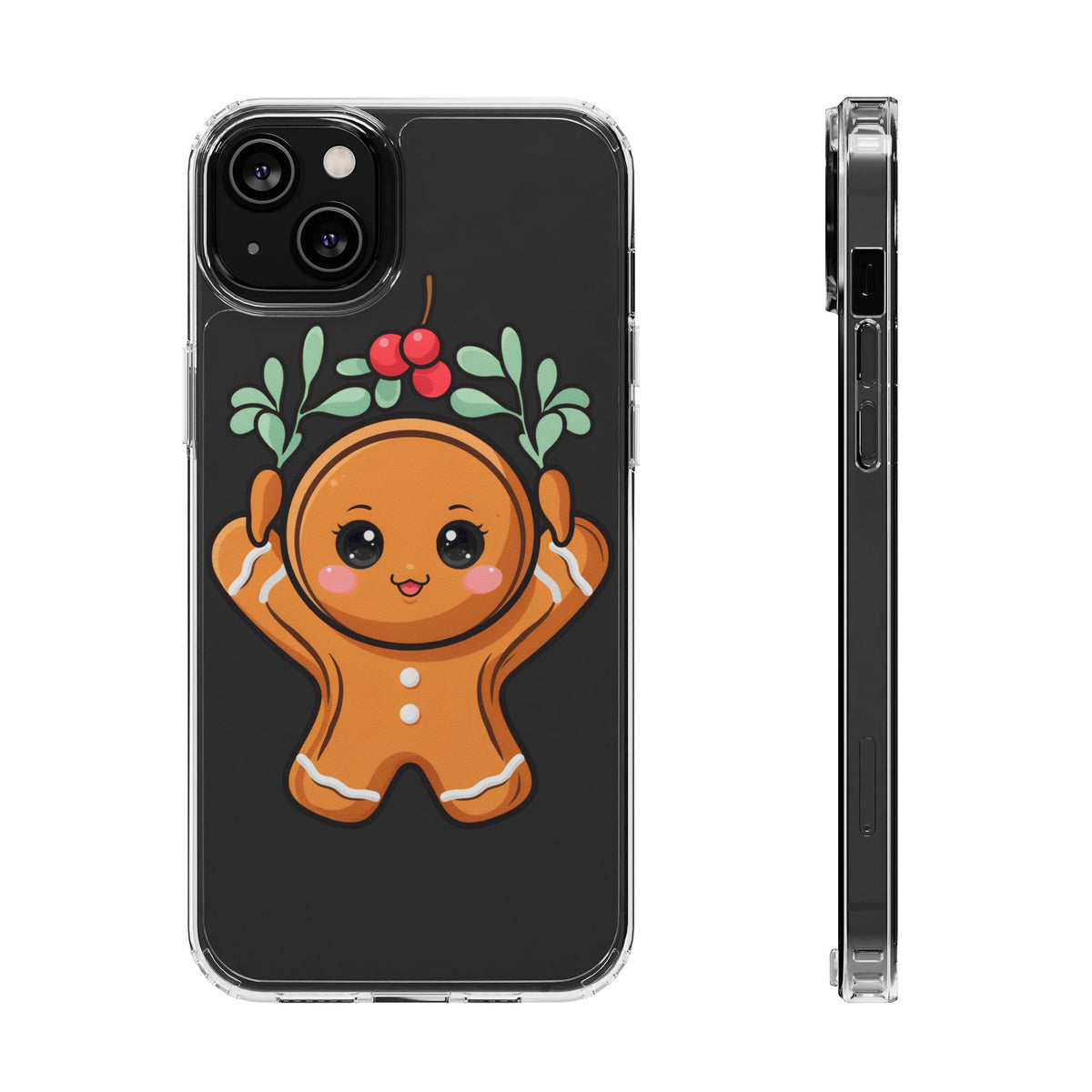Kawaii Gingerbread Phone Case with Mistletoe Cheer
