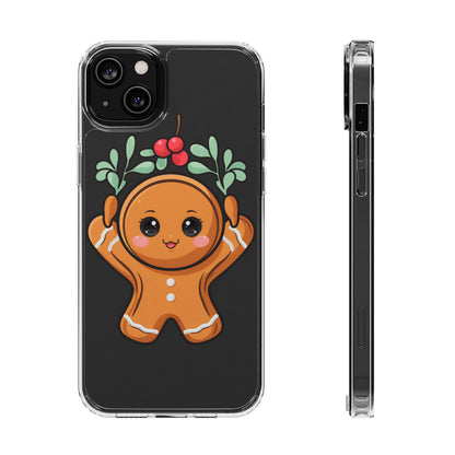 Kawaii Gingerbread Phone Case with Mistletoe Cheer