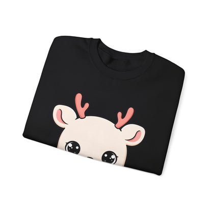 Kawaii Reindeer Sweatshirt, Cute Christmas Crewneck