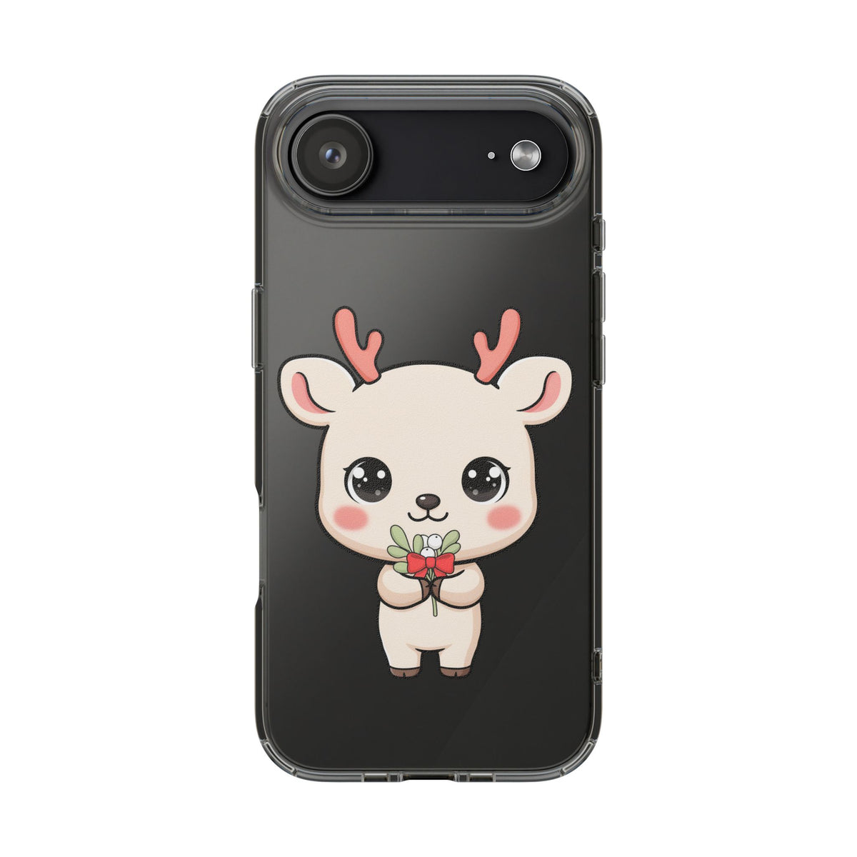 Kawaii Christmas Reindeer Clear Phone Case Gift