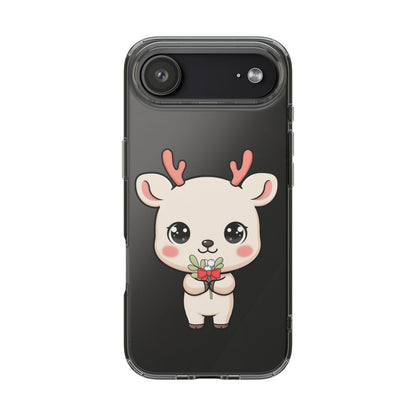 Kawaii Christmas Reindeer Clear Phone Case Gift