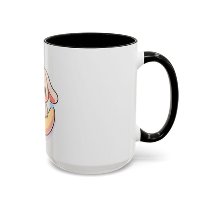 Kawaii Bunny Accent Coffee Mug, Cute Moon Rabbit Gift