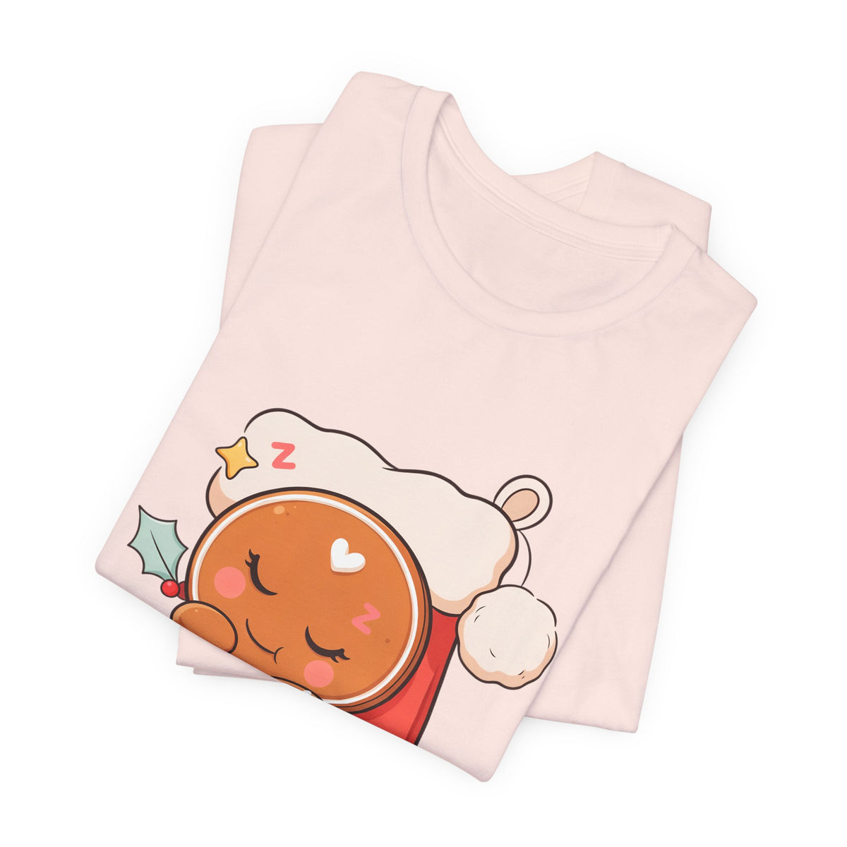 Sleeping Gingerbread Man Christmas T-Shirt, Kawaii Holiday Tee