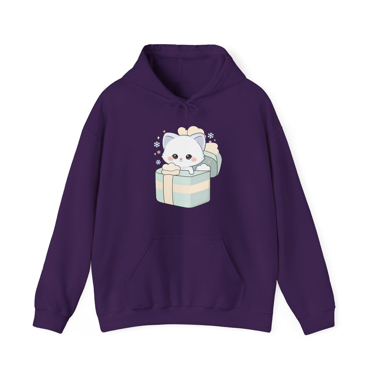 Kawaii Arctic Fox Hoodie, Cute Gift Box Sweatshirt