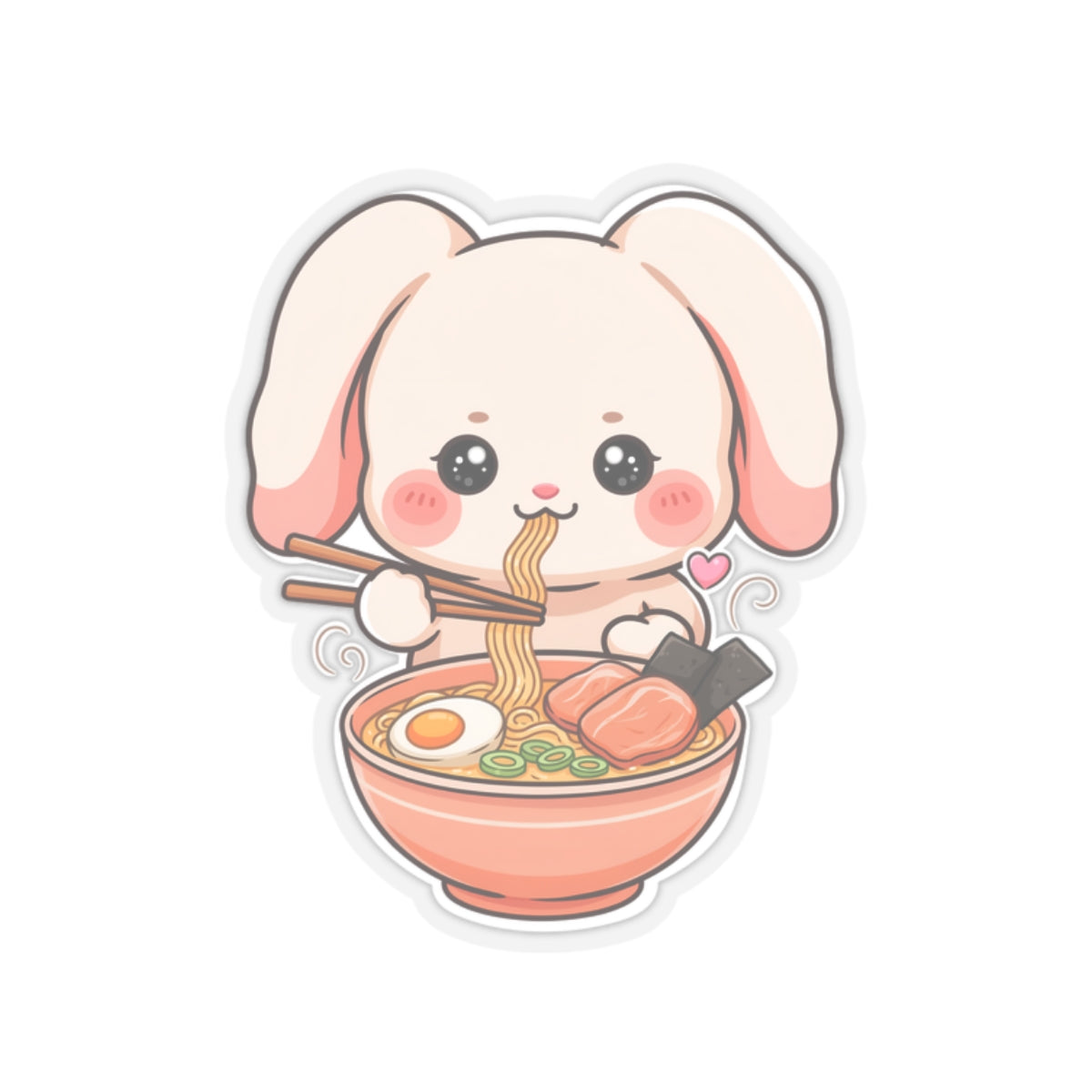 Kawaii Ramen Bunny Kiss-Cut Sticker for Cute Food Lovers