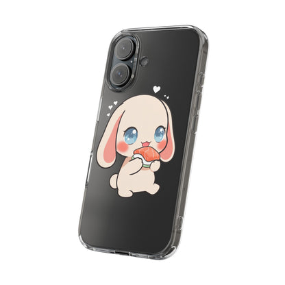 Kawaii Bunny Sushi Phone Case, Clear Impact-Resistant
