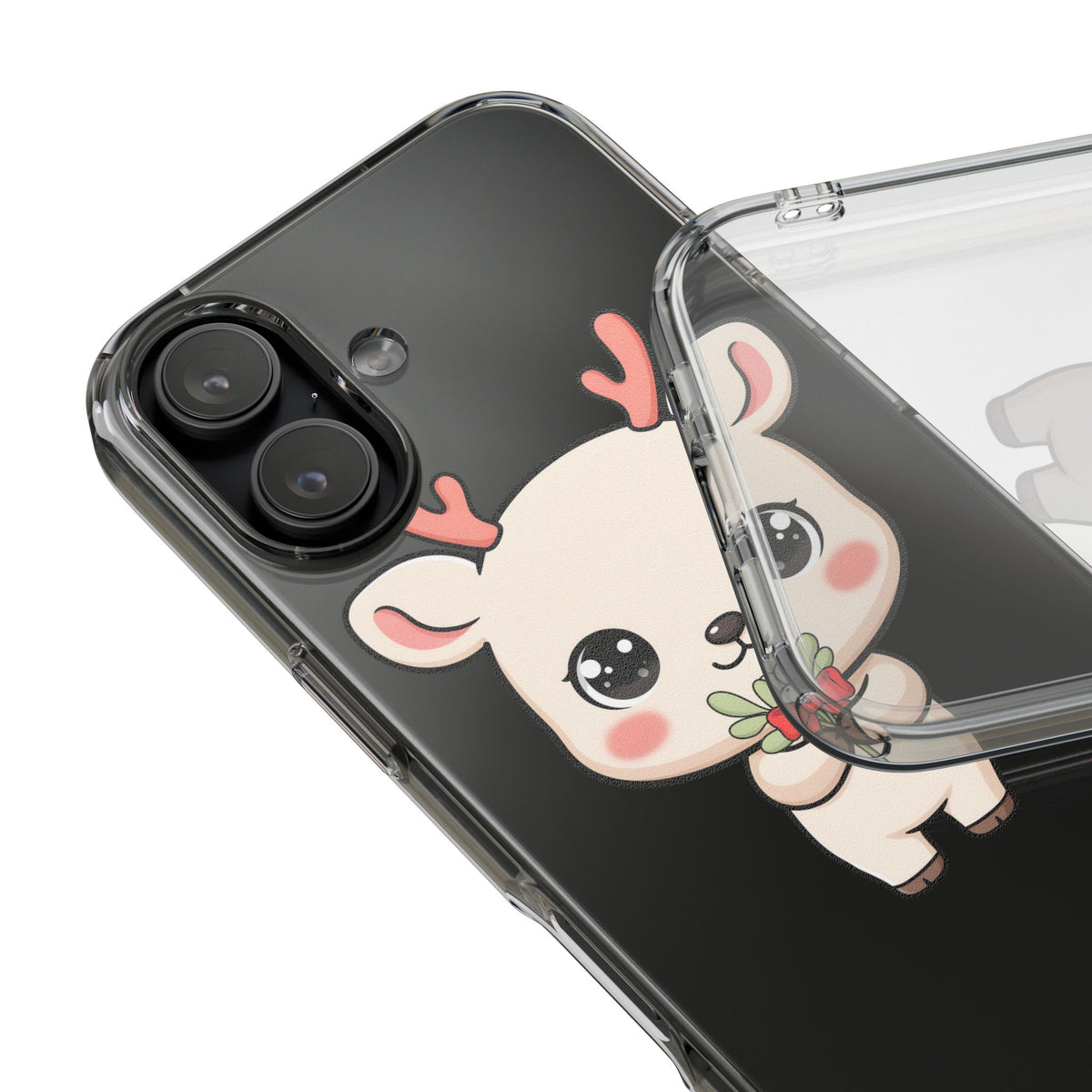 Kawaii Christmas Reindeer Clear Phone Case Gift