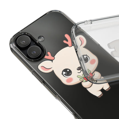 Kawaii Christmas Reindeer Clear Phone Case Gift