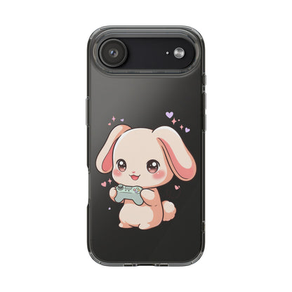 Kawaii Bunny Gamer Clear Impact-Resistant Phone Case