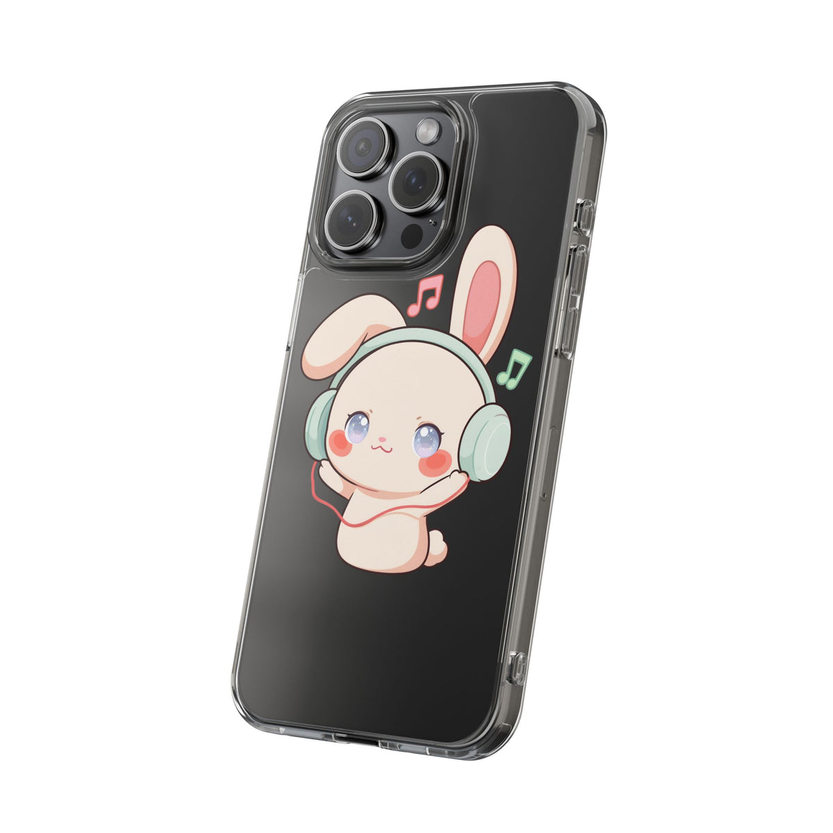 Kawaii Bunny Phone Case, Cute Music Lover Gift