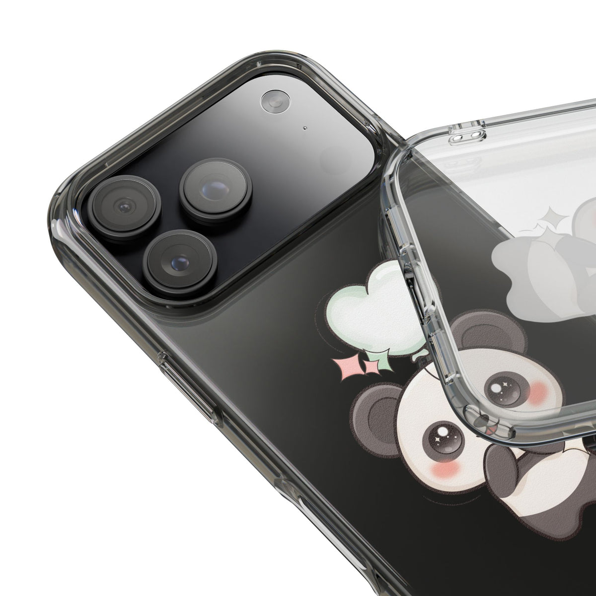 Kawaii Panda Clear Phone Case with Balloon