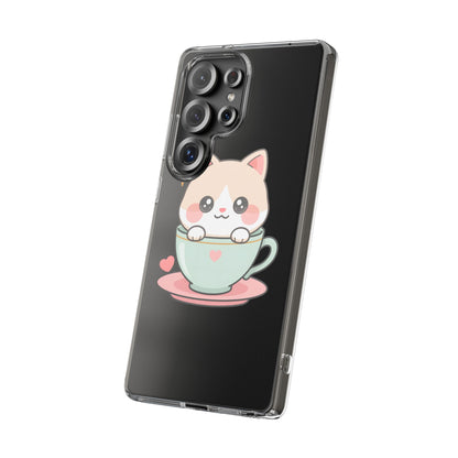 Kawaii Cat Phone Case, Cute Teacup Kitty Gift