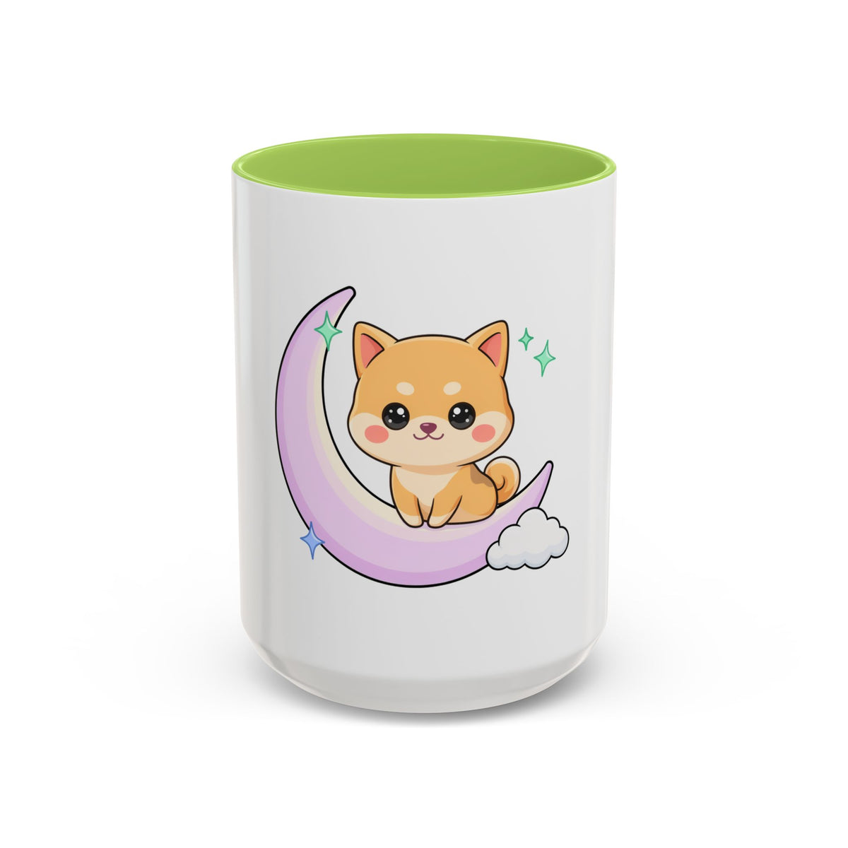 Kawaii Shiba Inu Accent Coffee Mug, Moon Puppy Gift