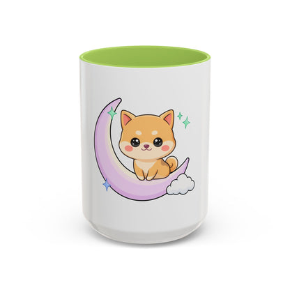 Kawaii Shiba Inu Accent Coffee Mug, Moon Puppy Gift