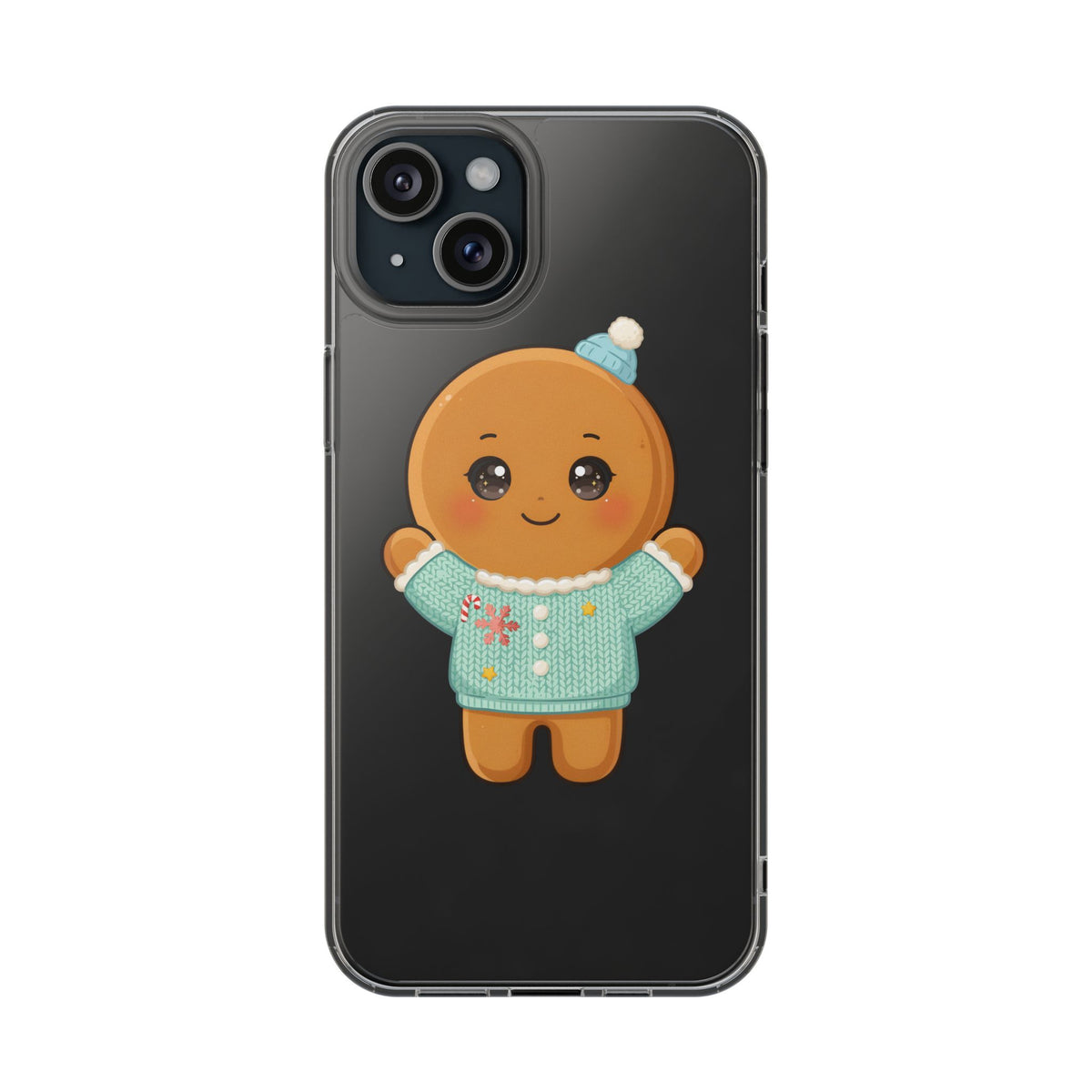 Kawaii Gingerbread Phone Case, Cute Christmas Sweater Cookie