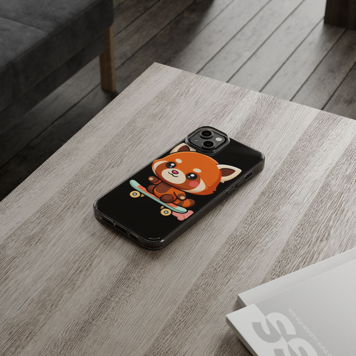 Red Panda Skateboard Phone Case, Cute Kawaii Style