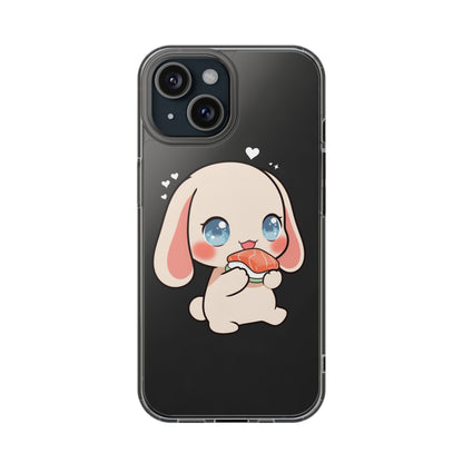 Kawaii Bunny Sushi Phone Case, Clear Impact-Resistant