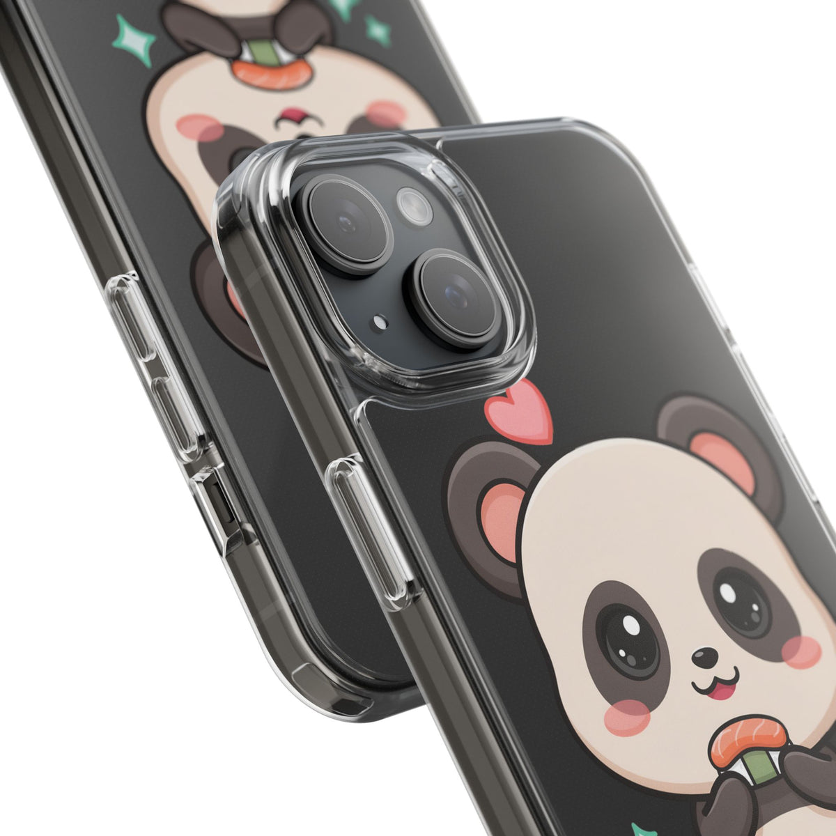 Kawaii Panda Sushi Phone Case, Clear Impact-Resistant Case