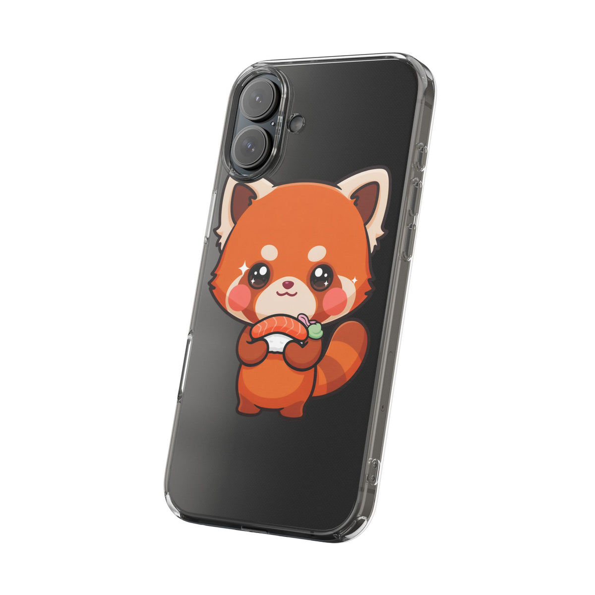 Red Panda Sushi Phone Case, Cute Kawaii Clear Case