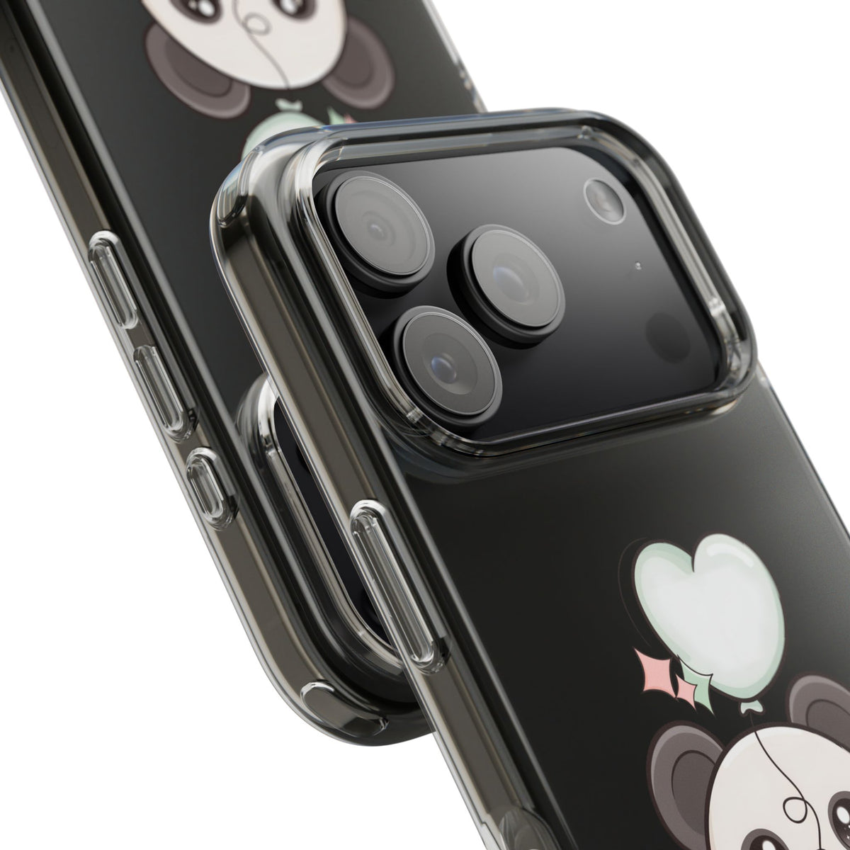 Kawaii Panda Clear Phone Case with Balloon