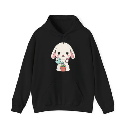 Kawaii Bunny Gardening Hoodie, Cute Plant Lover Sweatshirt