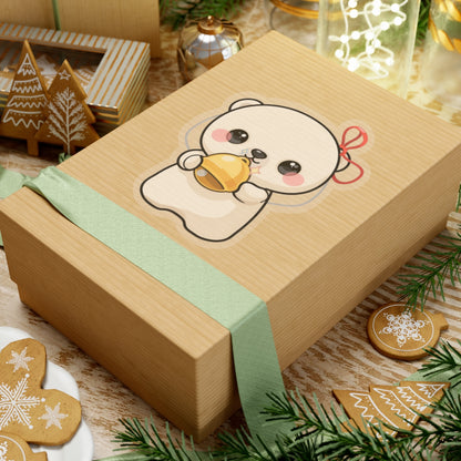 Kawaii Polar Bear Sticker, Cute Jingle Bell Cub