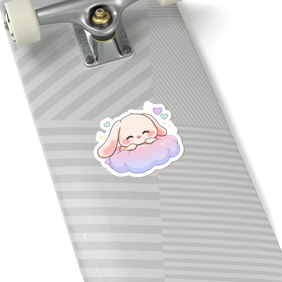 Kawaii Bunny Sticker on a Cloud for Cozy-Day Fans
