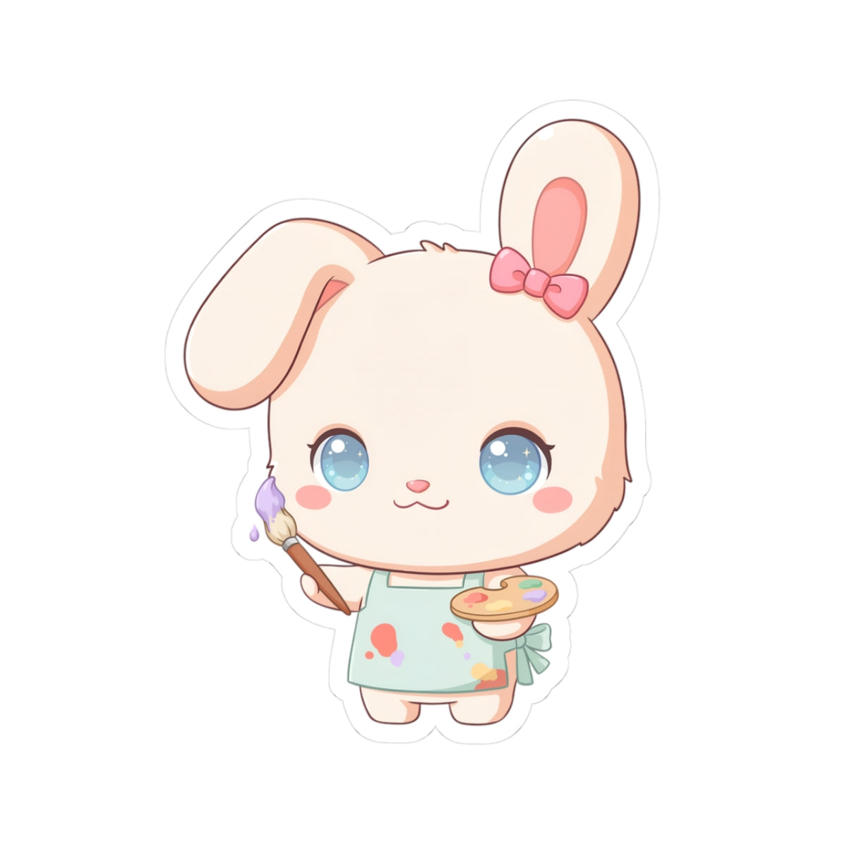 Kawaii Bunny Sticker for Art Lovers and Creative Journals
