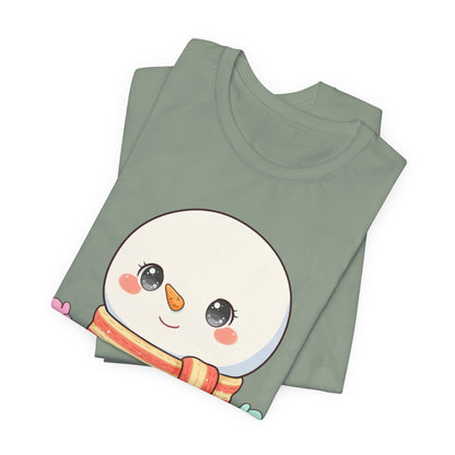 Kawaii Snowman Christmas T-Shirt for Cute Holiday Cheer