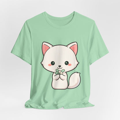 Christmas Fox T-Shirt, Cute Mistletoe Kawaii Tee