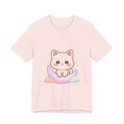 Kawaii Cat Moon T-Shirt for Cozy Night Owls