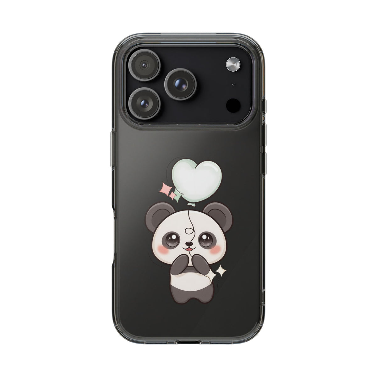 Kawaii Panda Clear Phone Case with Balloon