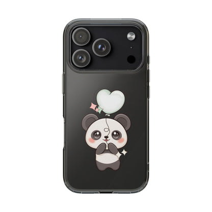 Kawaii Panda Clear Phone Case with Balloon