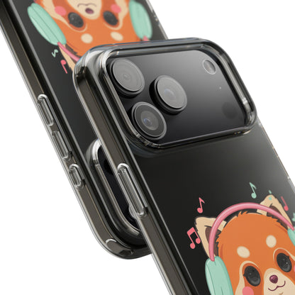 Red Panda Phone Case, Kawaii Music Lover Clear Case