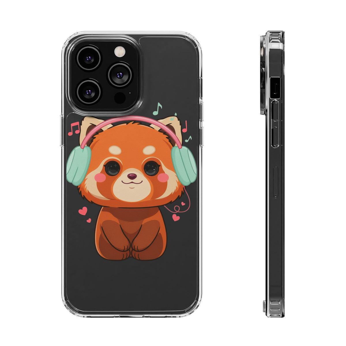 Red Panda Phone Case, Kawaii Music Lover Clear Case