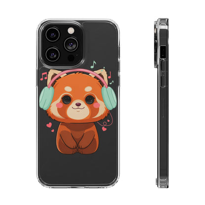Red Panda Phone Case, Kawaii Music Lover Clear Case