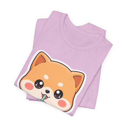 Kawaii Shiba Bubble Tea T-Shirt for Boba Lovers
