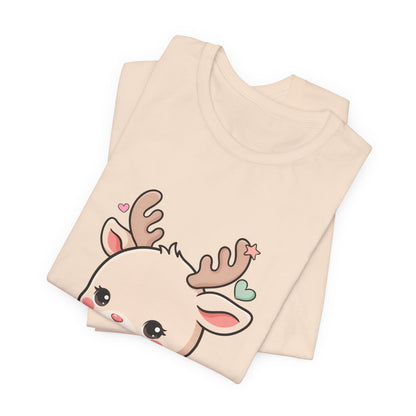 Kawaii Reindeer T-Shirt for Cozy Christmas Fans