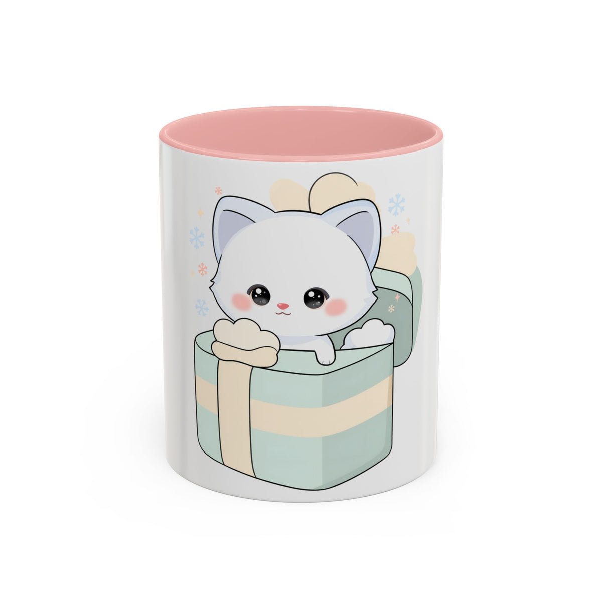 Kawaii Arctic Fox Mug, Cute Gift Box Accent Coffee Mug