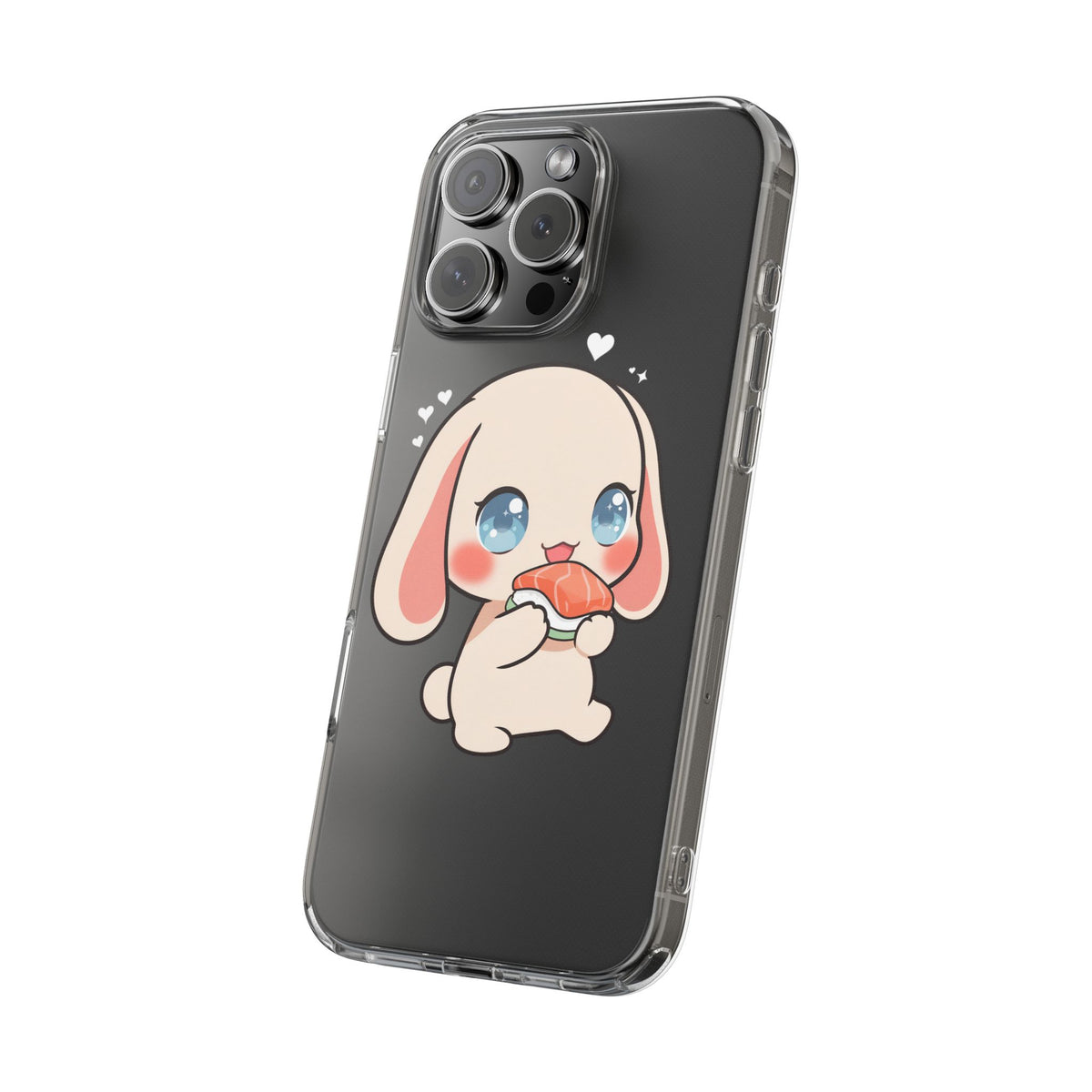 Kawaii Bunny Sushi Phone Case, Clear Impact-Resistant