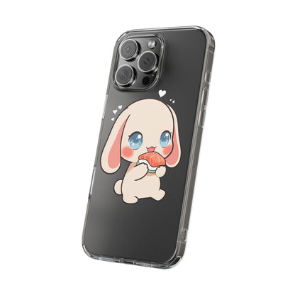Kawaii Bunny Sushi Phone Case, Clear Impact-Resistant
