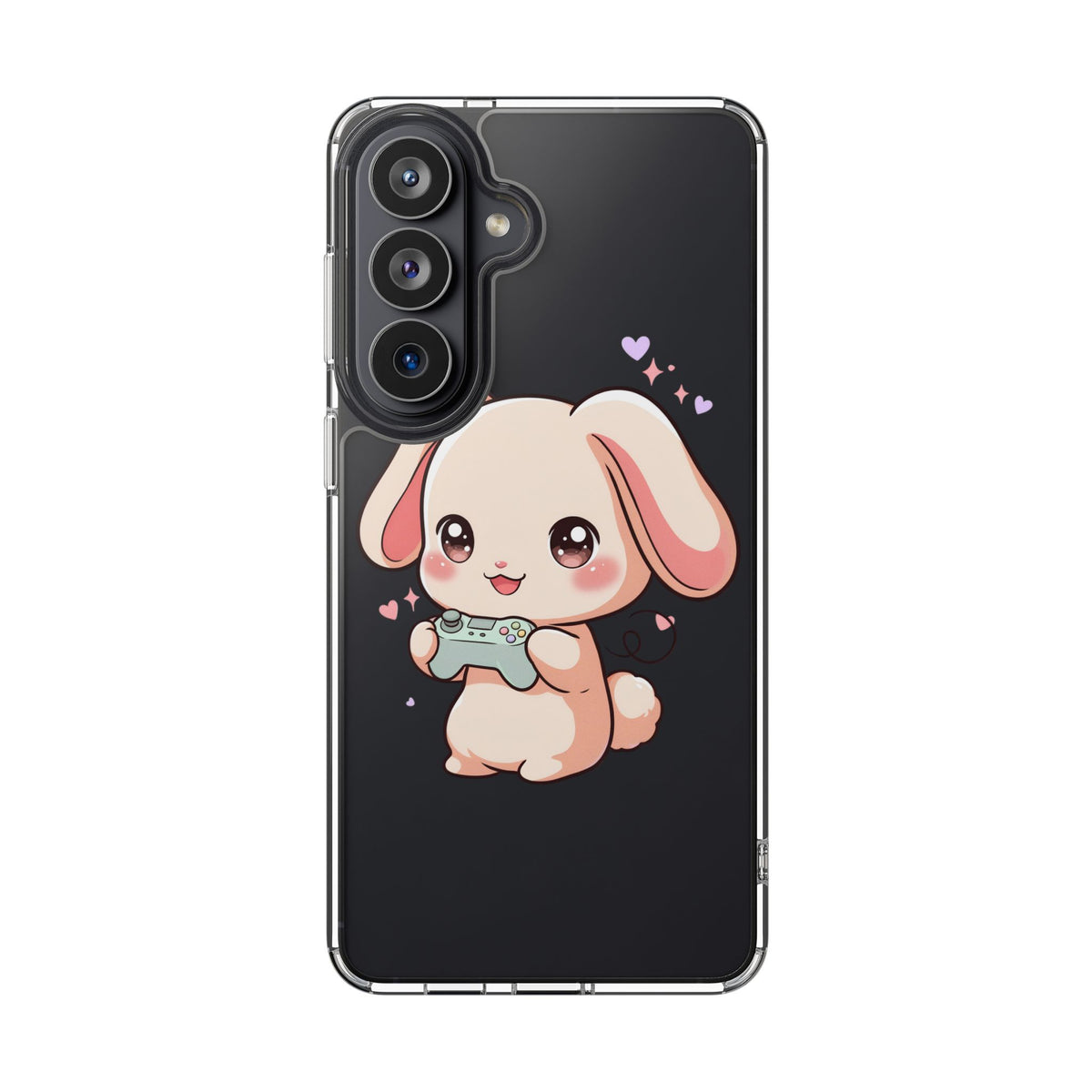 Kawaii Bunny Gamer Clear Impact-Resistant Phone Case