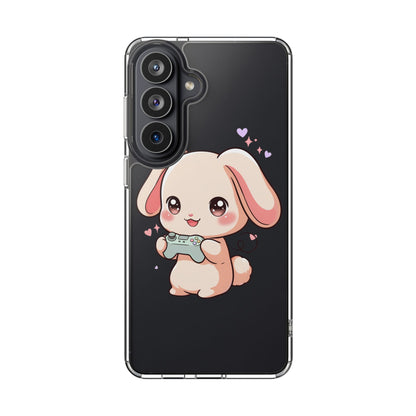 Kawaii Bunny Gamer Clear Impact-Resistant Phone Case