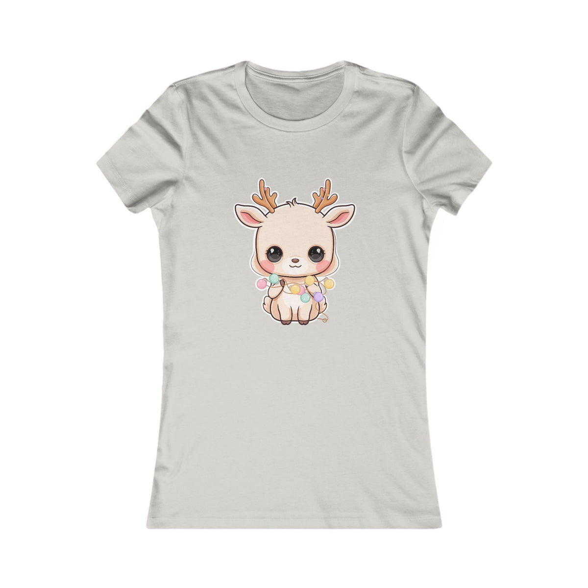 Kawaii Reindeer Christmas T-Shirt for Women