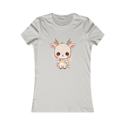 Kawaii Reindeer Christmas T-Shirt for Women